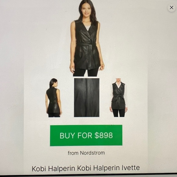 Kobi Halperin 💯Genuine Leather Black Silver Chain Full Zip Ruffled Vest - Picture 13 of 16